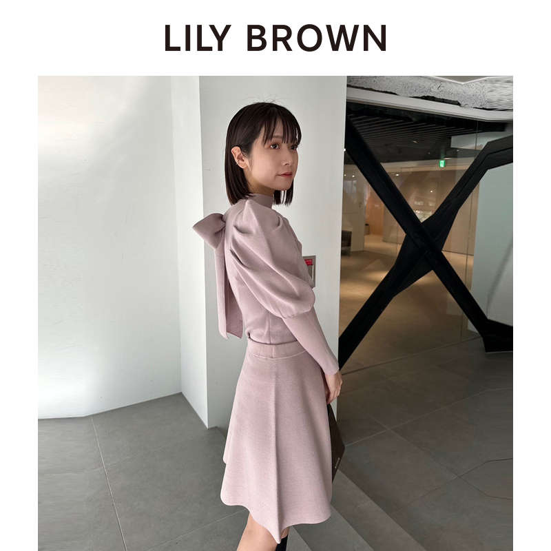 LILY BROWN2023秋冬新品 蝴蝶结系带两件套针织连衣裙LWNO241027