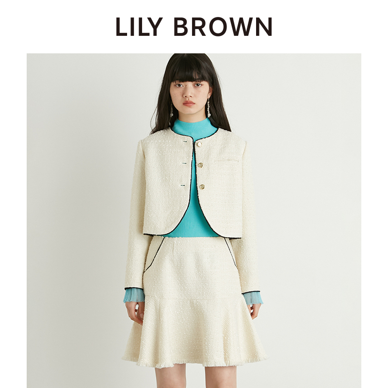 LILY BROWN2024春夏新品 气质小香风高腰伞裙短半身裙LWFS241103