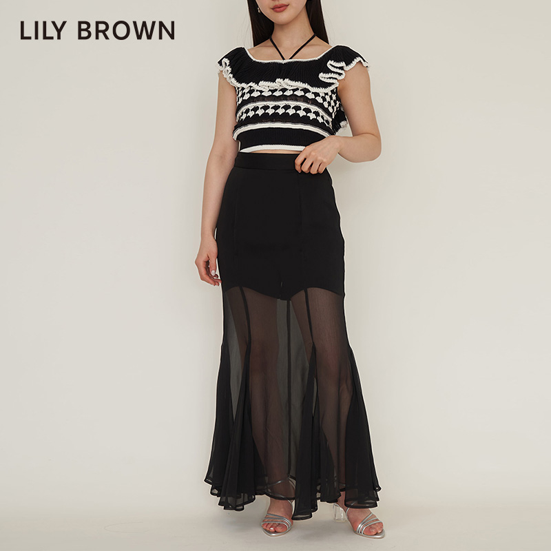 LILY BROWN秋冬款 甜美高腰雪纺微透鱼尾半身裙LWFP234011