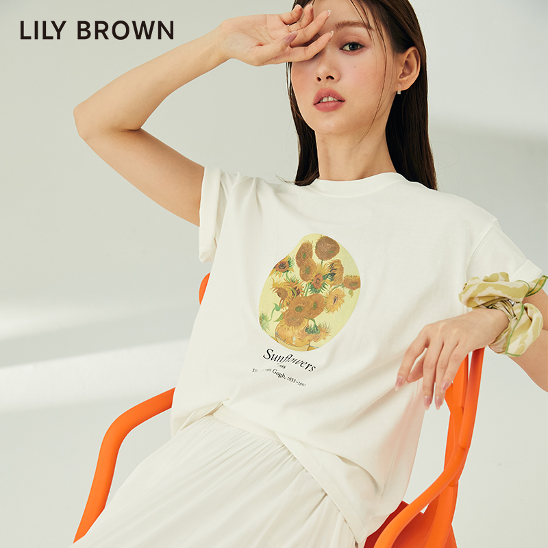 LILY BROWN春夏款 大英博物馆联名简约印花T恤LWCT221207