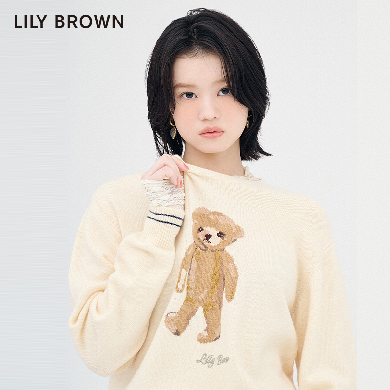 LILY BROWN秋冬款 LILY BEAR可爱熊图案针织毛衣LWNT234213