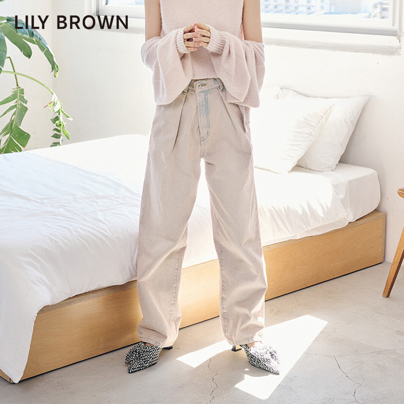 LILY BROWN2023秋冬新品 复古街头两穿休闲阔腿牛仔裤LWFP235055