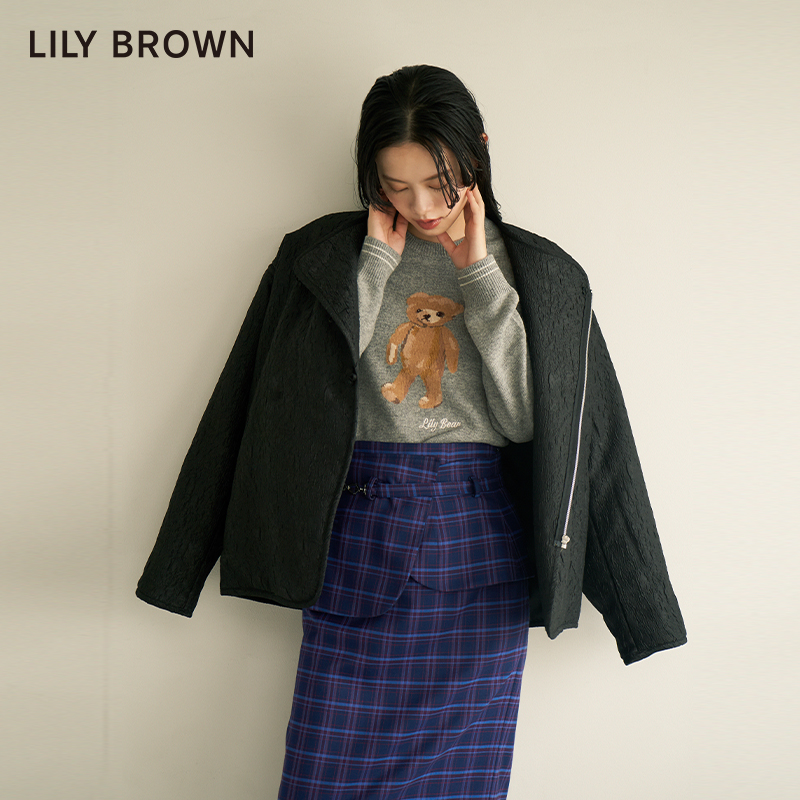 LILY BROWN2023秋冬新品新中式盘扣肌理感斜襟圆领棉衣LWFJ234175