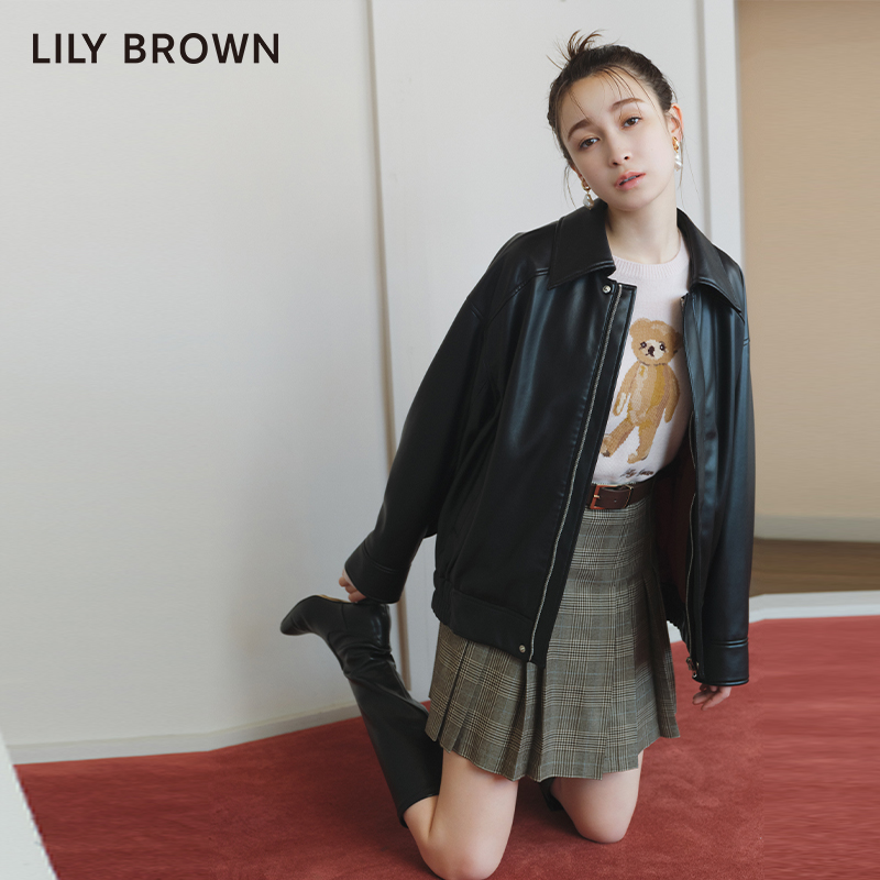 LILY BROWN2023秋冬新品 复古百搭防皮质休闲夹克外套LWFJ234215