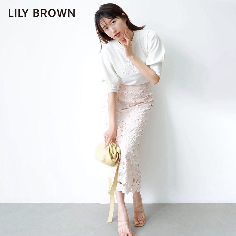 LILY BROWN春夏款 甜美镂空设计感高腰半身裙LWFS221087 - 图0