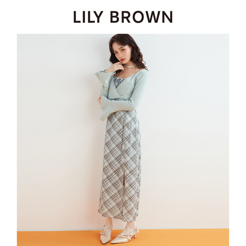LILY BROWN秋冬款 甜美格纹开叉两件套连衣裙LWFO244133 - 图2