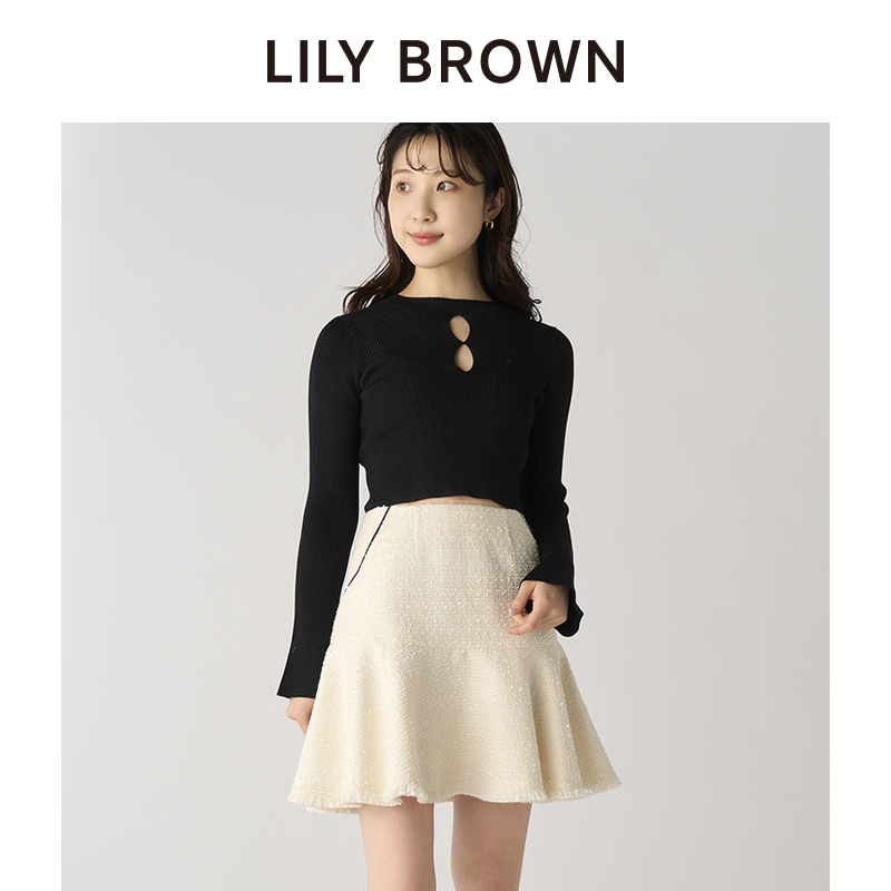 LILY BROWN2024春夏新品 气质小香风高腰伞裙短半身裙LWFS241103