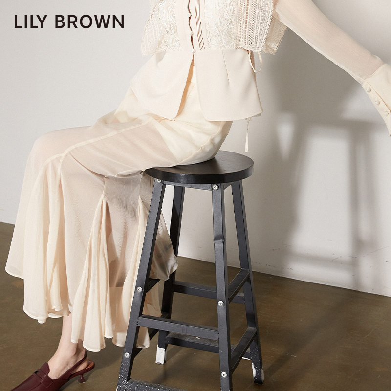 LILY BROWN秋冬款 甜美高腰雪纺微透鱼尾半身裙LWFP234011