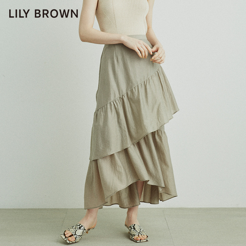 LILY BROWN春夏 气质高腰不对称半身蛋糕裙LWFS214012