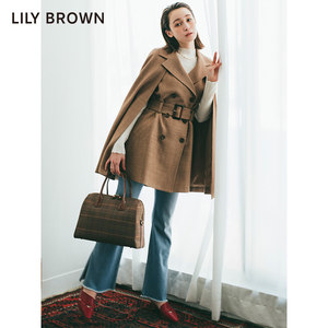 LILY BROWN2021秋冬新品 毛呢双排扣斗篷带腰带大衣LWFC214117