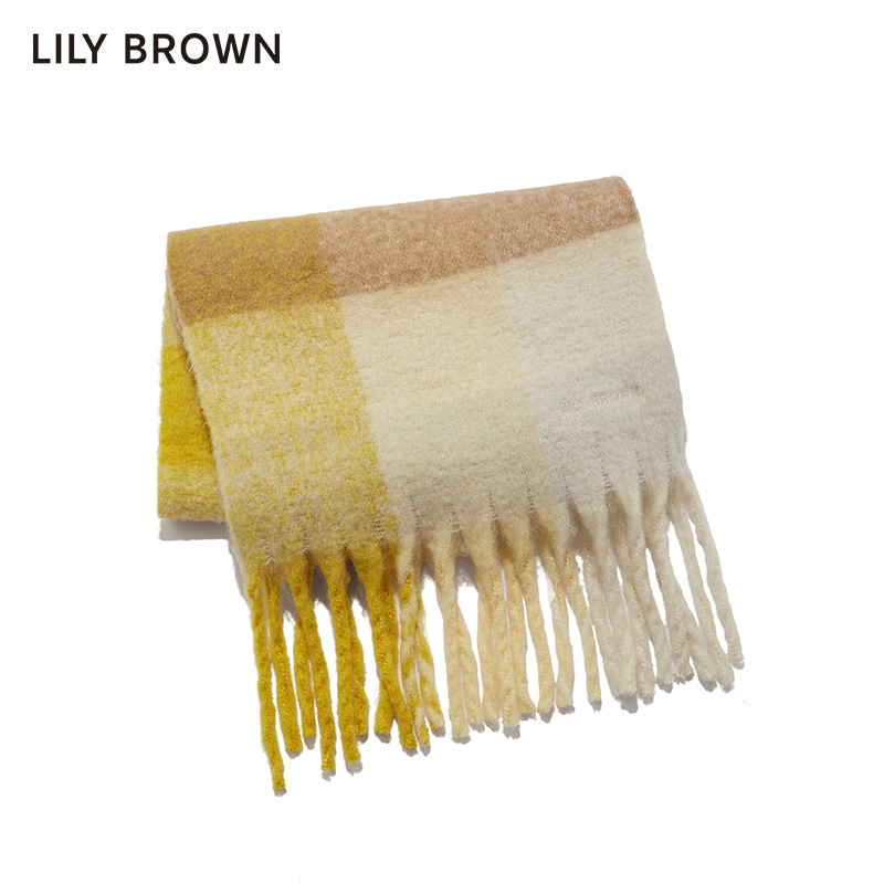 LILY BROWN2023秋冬新品 复古可爱格纹百搭流苏长围巾LWGG234366