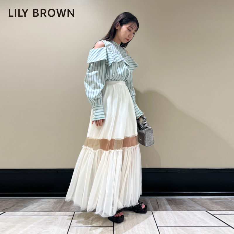 LILY BROWN春夏款 甜美高腰百褶拼接纱裙半身裙LWFS231242 - 图3