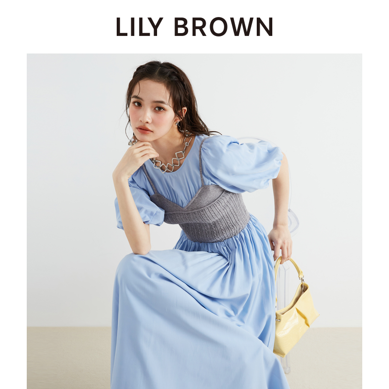 LILY BROWN2024春夏新品 气质针织雪纺拼接假2件连衣裙LWFO241108