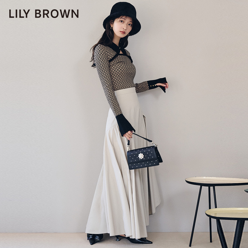 LILY BROWN秋冬款 高腰甜美不规则大裙摆半身裙LWFS235104