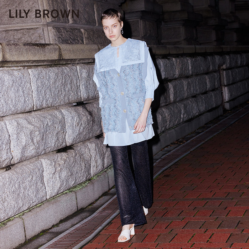 LILY BROWN春夏款可爱刺绣翻领系带短款连衣裙LWFO231118-图0