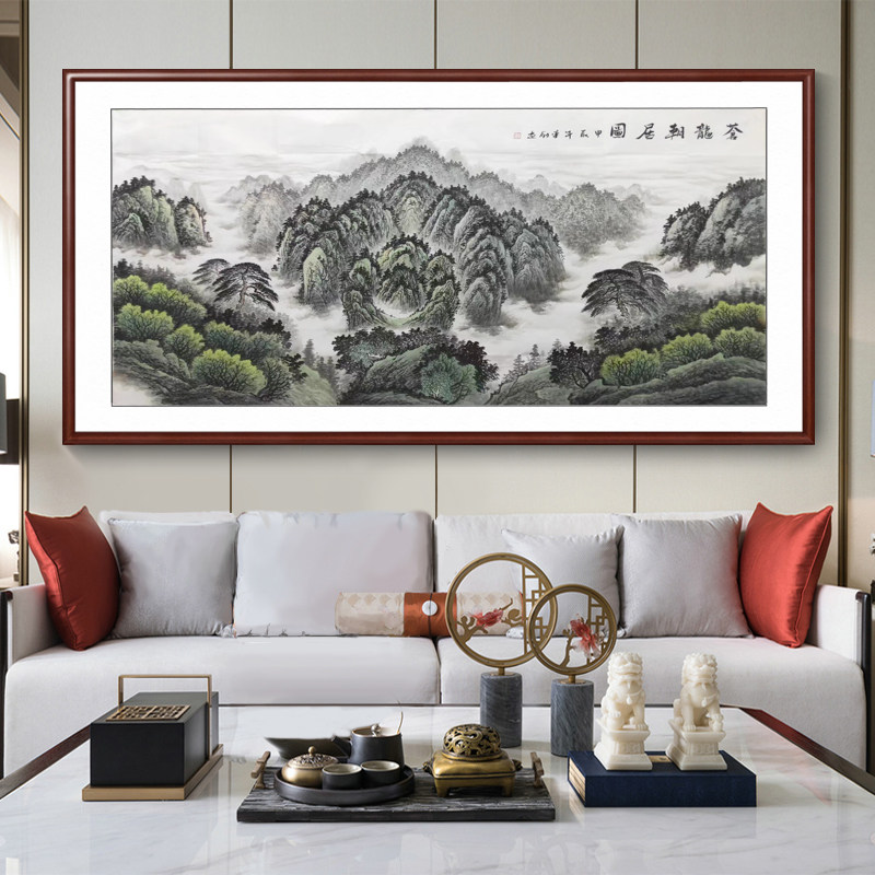 国画仓苍龙朝居图纯手工办公室装饰画客厅水墨画手绘有山无水靠山