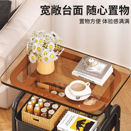 中古置物架落地小推车收纳床头柜客厅沙发边几零食整理架家用茶几 - 图1