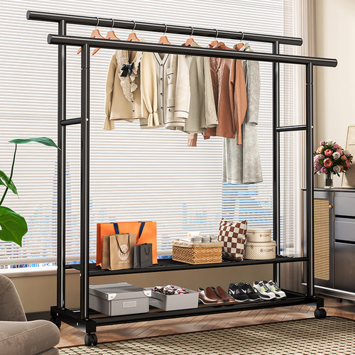 晾衣架落地卧室家用简易移动衣架房间室内阳台晾晒被子挂衣服架子 - 图1