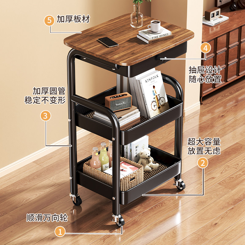 中古小推车置物架零食收纳架多功能移动边几客厅沙发茶几收纳抽屉,淘宝优惠券,粉丝福利购,淘宝优惠卷