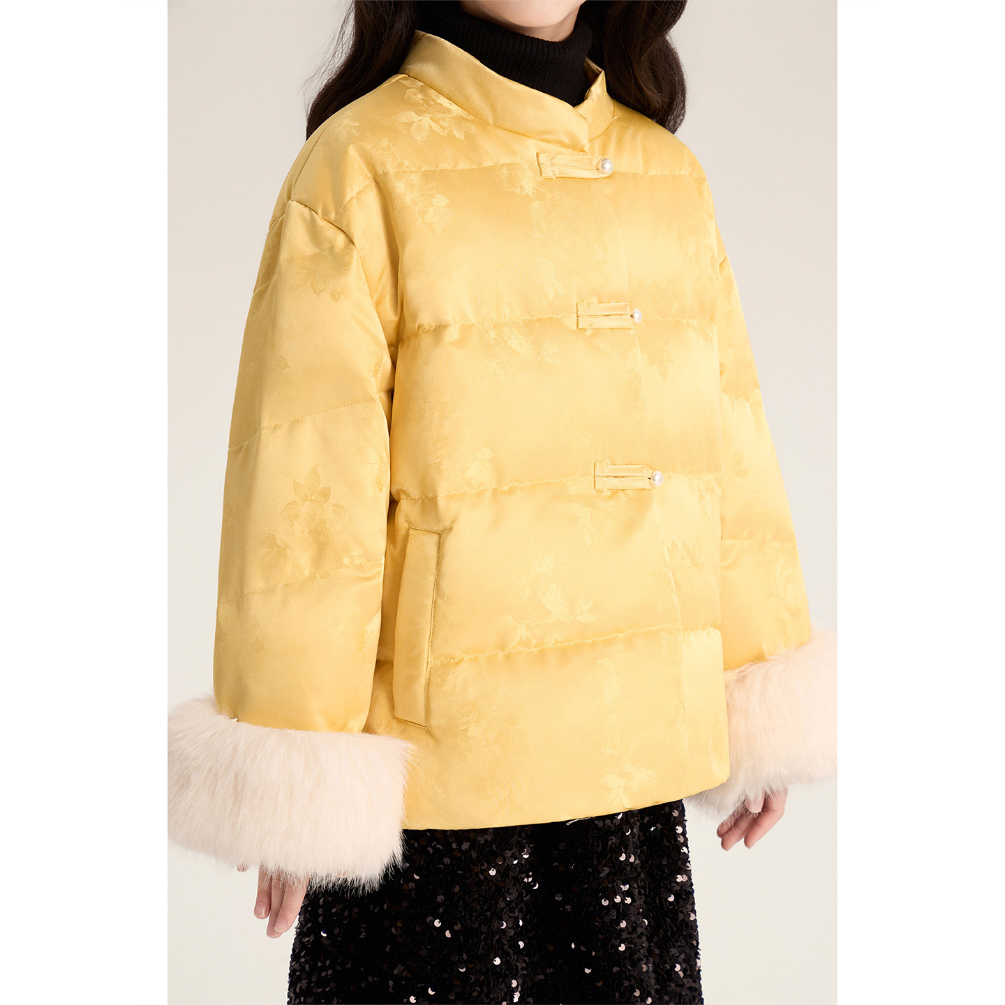 Amybaby女童上衣冬季2025新款中国风唐装加厚羽绒棉服拜年外套,淘宝优惠券,粉丝福利购,淘宝优惠卷