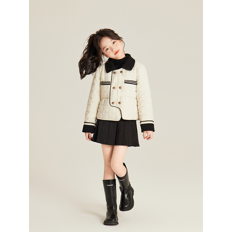 Amybaby女童裙子冬季2025新款加厚纯色百搭保暖毛呢百褶裙半身裙,淘宝优惠券,粉丝福利购,淘宝优惠卷