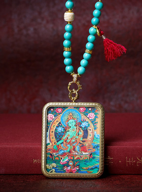 新中式国风旗袍唐卡松石项链毛衣链轻奢高级感女串珠配饰高端挂件