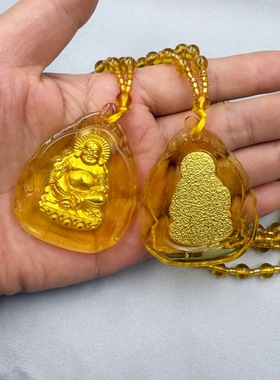 黄水晶串珠配饰弥勒佛项链药师佛毛衣链观音菩萨挂件阿弥陀佛吊坠