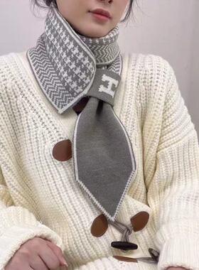 千鸟格毛线针女百搭时尚