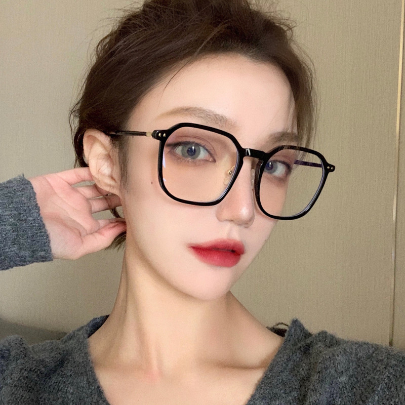 白鹿同款黑框眼镜女近视可配度数韩版潮大框素颜眼睛框架大脸显瘦_虎窝淘