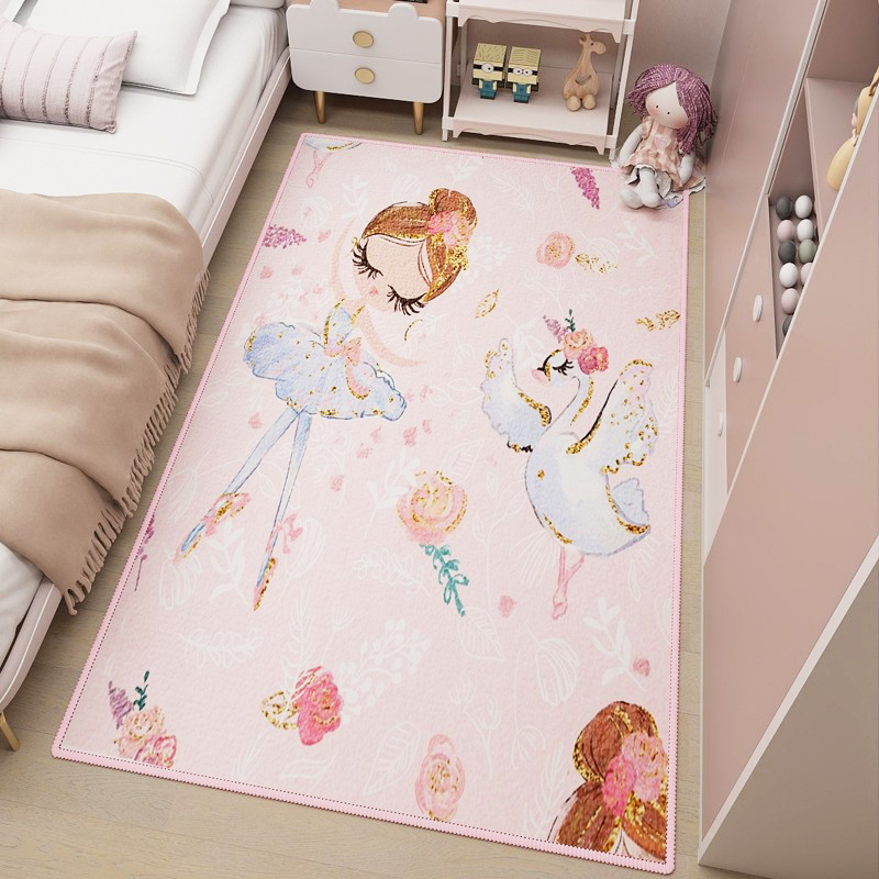 儿童房间地毯少女孩卧室床边毯卡通美人鱼垫子书桌椅子阅读区地垫