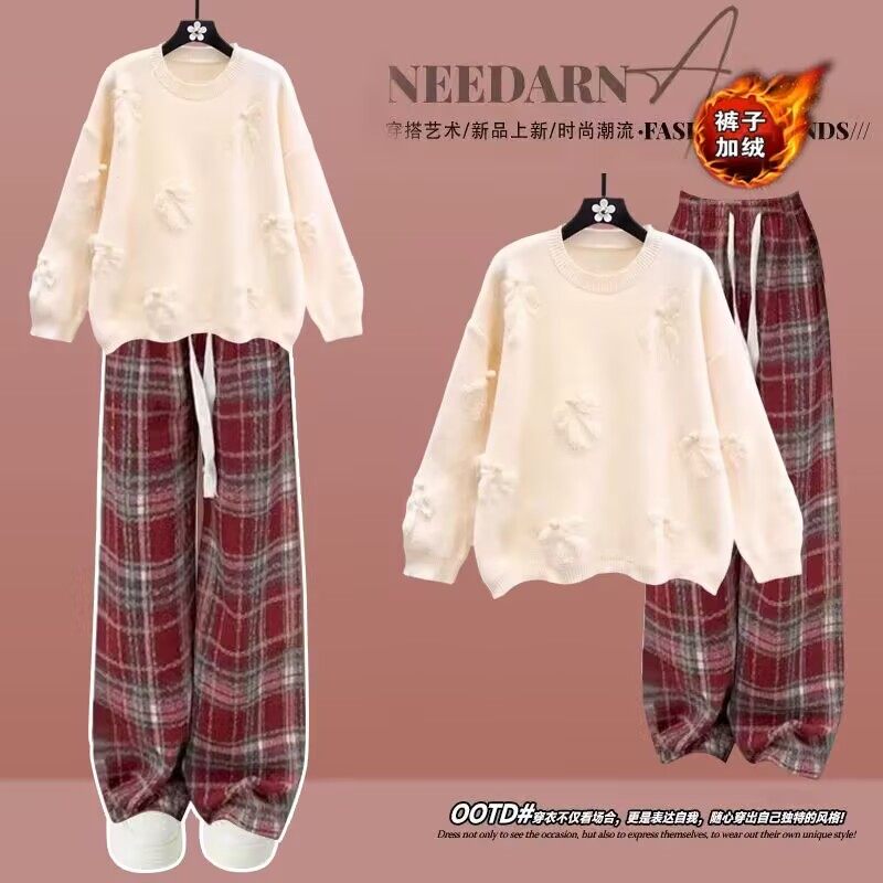 女童毛衣套装儿童2026秋冬季新款中式过年大童红色马年本命年加绒,淘宝优惠券,粉丝福利购,淘宝优惠卷