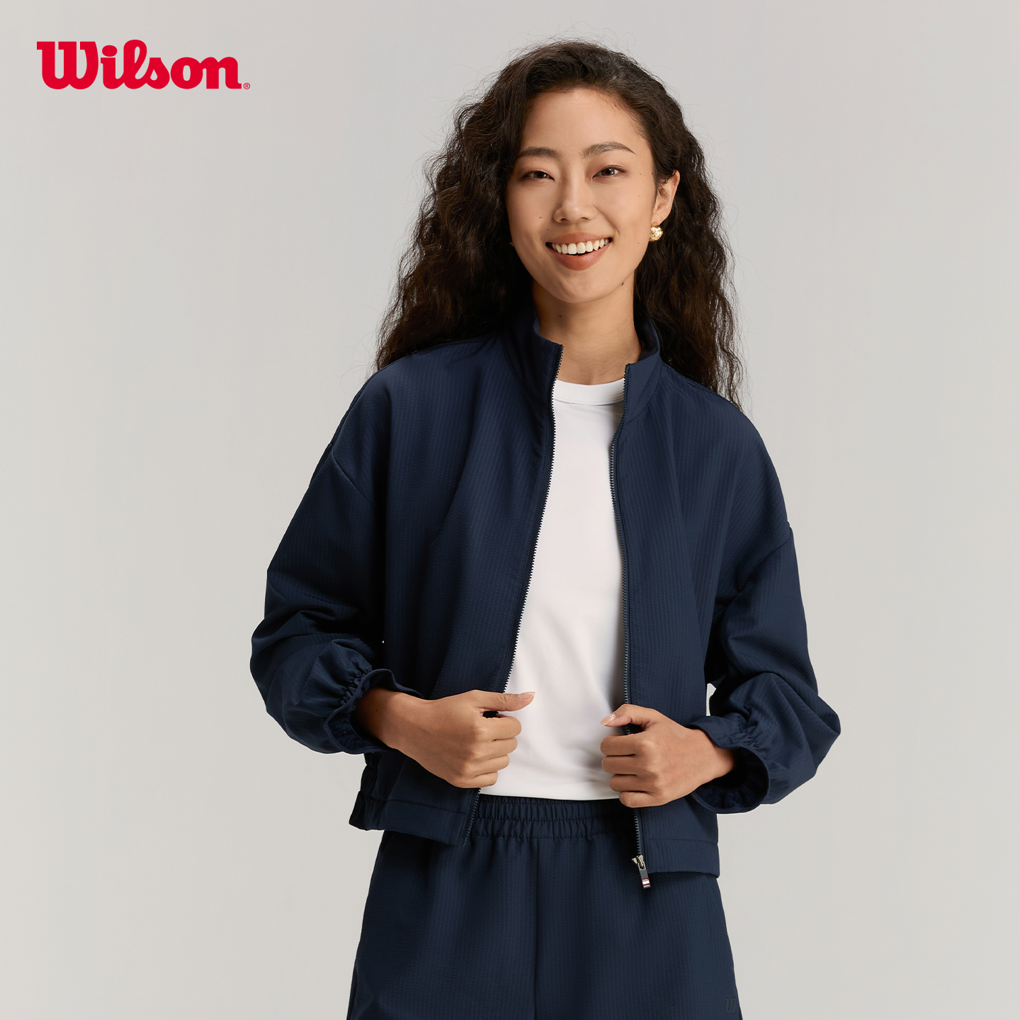 Wilson威尔胜官方25年秋季新款女士荷叶下摆运动网球梭织上衣外套 - 图0