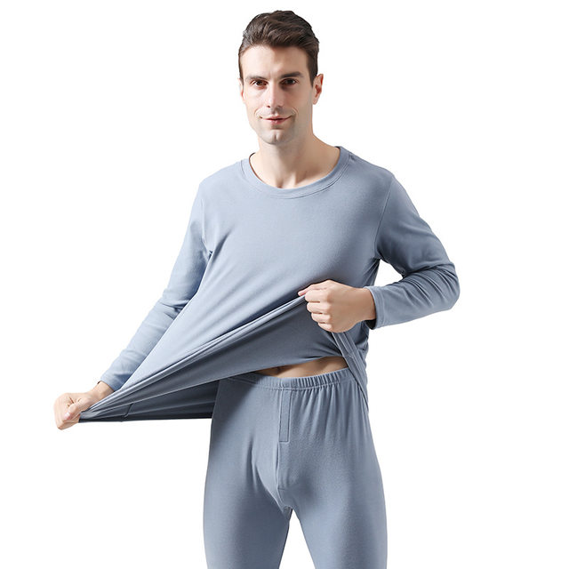 Men's double-sided German velvet expanded hyaluronic acid heating ultra-fine plus size plus size elastic thermal underwear set