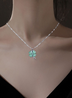 防过敏女幸运四叶草项链女