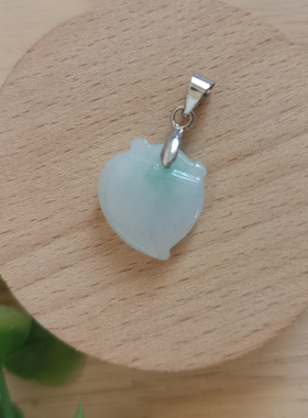仅此一个正品天然翡翠冰种飘花翠绿桃花运玉桃吊坠实物一对一拍照