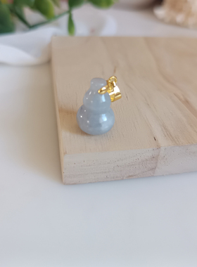 特价清仓天然翡翠紫罗翠绿玉葫芦吊坠金色扣颈饰DIY许愿瓶玉项坠