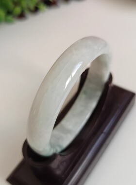 仅此一件送证书 特惠天然翡翠油青飘兰花玉手镯女款 内径56毫米