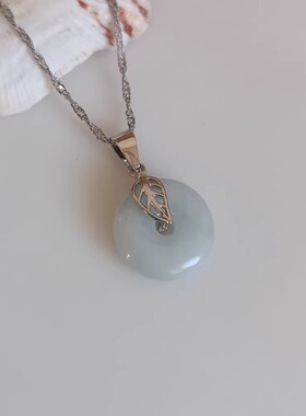 天然翡翠平安扣玉圆圆满满吊坠百搭项链高端小众设计高贵玉项坠