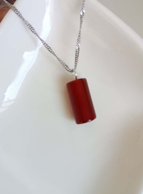 新中式国风红色玛瑙竹节项链
