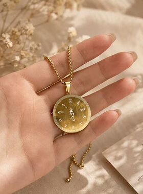 钛钢十相自在吊坠 时轮金刚双面圆牌挂件 禅系文创吊牌装饰品随身