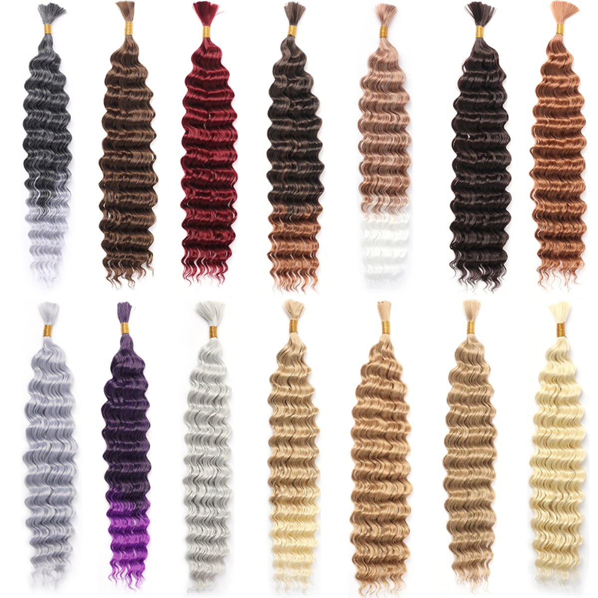 Bohemian boho braids发把deep wave bulk hair化纤高温丝假发 - 图0