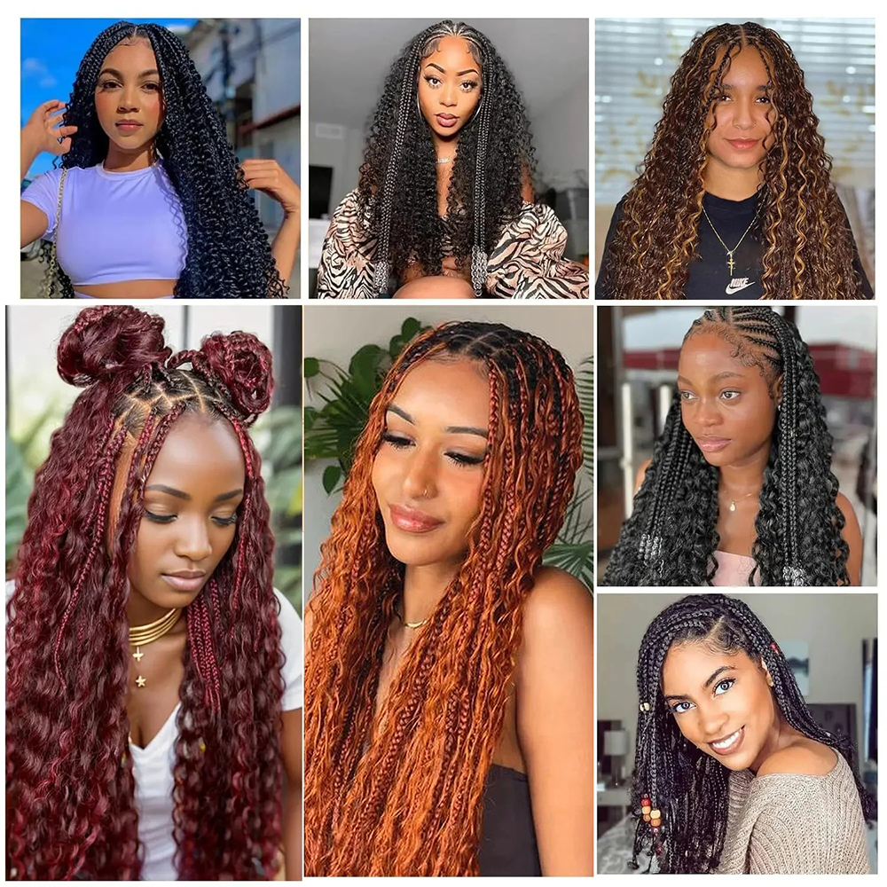 Bohemian boho braids发把deep wave bulk hair化纤高温丝假发 - 图2