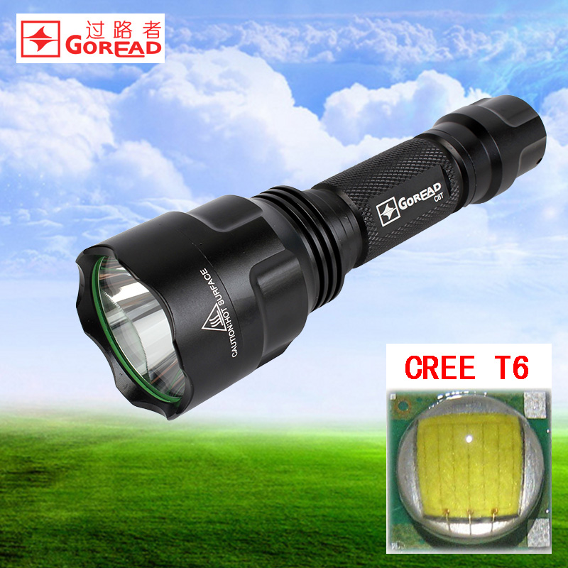 C8T6強光戶外旅行手電筒1200流明LED充電遠射光杯家用燈具