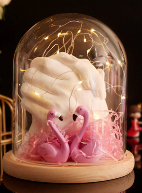 干花永生花玻璃罩子透明展示罩微景观玻璃吊球瓶铁支架防尘罩摆件