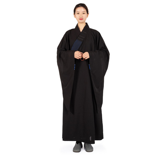 南尘法会用品牌黑黄色海青居士服男女款麻纱僧衣服台麻不透明海清 - 图3