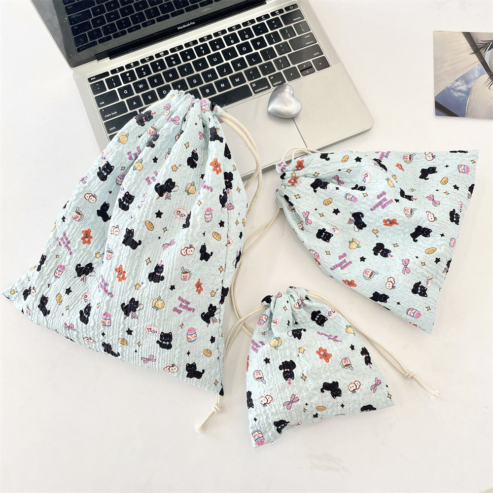 可爱压花卡通束口袋防尘便携整理多功能布袋抽绳化妆品,淘宝优惠券,粉丝福利购,淘宝优惠卷