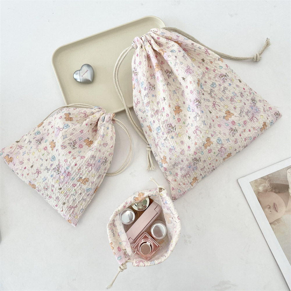 可爱压花卡通束口袋防尘便携整理多功能布袋抽绳化妆品,淘宝优惠券,粉丝福利购,淘宝优惠卷