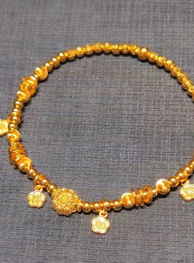 小红书爆款吉祥如意金珠手链古法沙金平安招财算盘珠手串一件代发