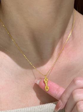 小红书爆款简约金刚杵项链2025新款招财转运素金精致吊坠一件代发