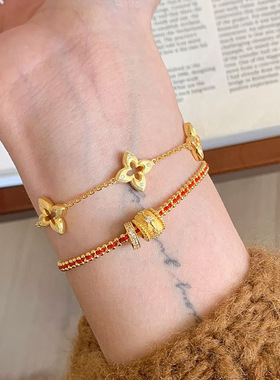 小红书爆款万花筒小红绳手饰2025新年本命年灵蛇路路通金跑环手链